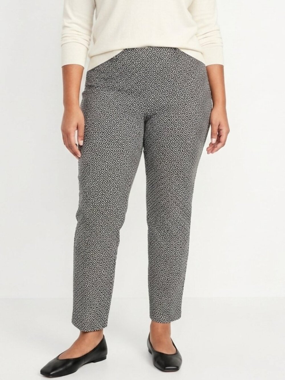 Old Navy Diva Pants Skinny Ankle Black Gray Geometric 18 NWT